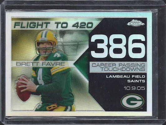 BRETT FAVRE 2008 TOPPS CHROME FLIGHT TO 420 REFRACTOR TD # 386 #D 180/199