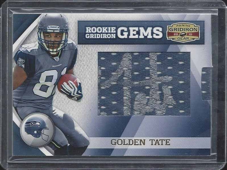 GOLDEN TATE 2010 GRIDIRON GEAR GEMS PULLOUT JUMBO JERSEY ON CARD AUTO RC /326