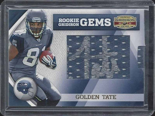 GOLDEN TATE 2010 GRIDIRON GEAR GEMS PULLOUT JUMBO JERSEY ON CARD AUTO RC /326