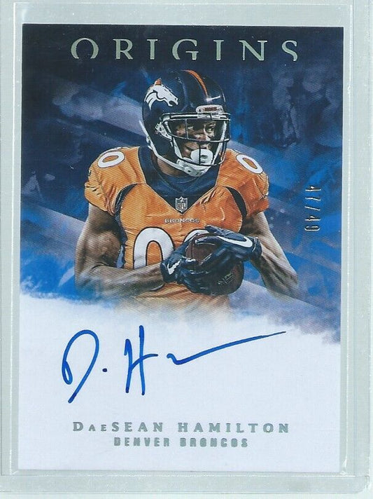 DAESEAN HAMILTON 2018 PANINI ORIGINS ON CARD AUTO BLUE RC #D 47/49