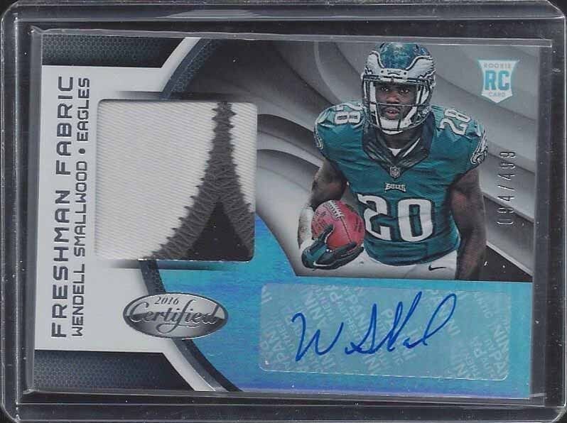 WENDELL SMALLWOOD 2016 CERTIFIED FRESHMAN FABRIC 3 COLOR PATCH AUTO RC #D /499