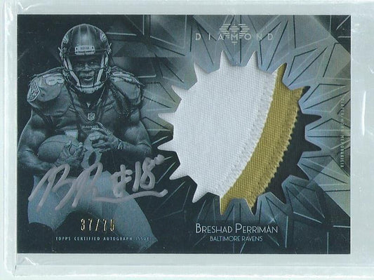 BRESHAD PERRIMAN 2015 TOPPS DIAMOND 3 COLOR PATCH ON CARD AUTO RC #D 37/75