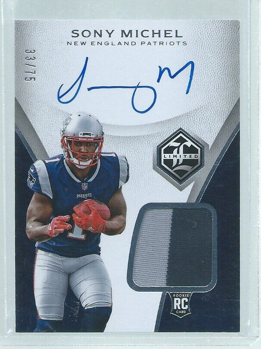 SONY MICHEL 2018 PANINI LIMITED 2 COLOR PATCH ON CARD AUTO RC #D 33/75