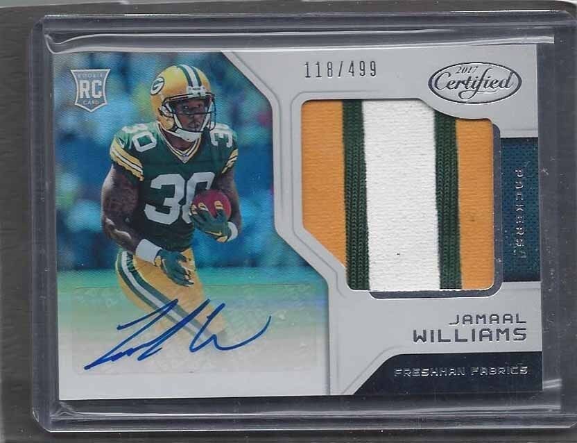JAMAAL WILLIAMS 2017 CERTIFIED FRESHMAN FABRIC JUMBO 3 COLOR PATCH AUTO RC /499