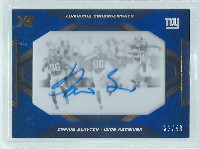 DARIUS SLAYTON 2019 PANINI XR LUMINOUS ENDORSEMENTS AUTO BLUE RC #D 32/49