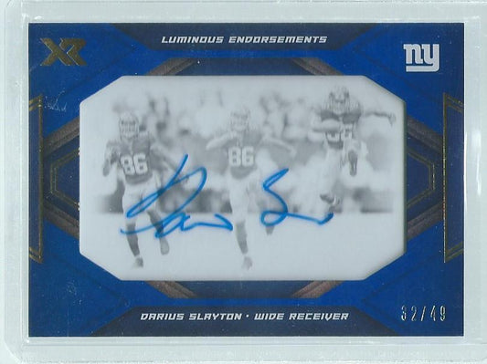 DARIUS SLAYTON 2019 PANINI XR LUMINOUS ENDORSEMENTS AUTO BLUE RC #D 32/49