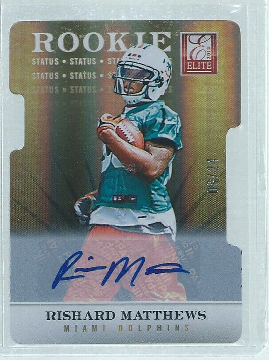 RISHARD MATTHEWS 2012 PANINI ELITE STATUS GOLD ROOKIE DIE CUT AUTO RC #D 8/24