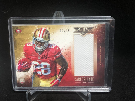 CARLOS HYDE 2014 TOPPS FIRE JERSEY PATCH RC # 3/15