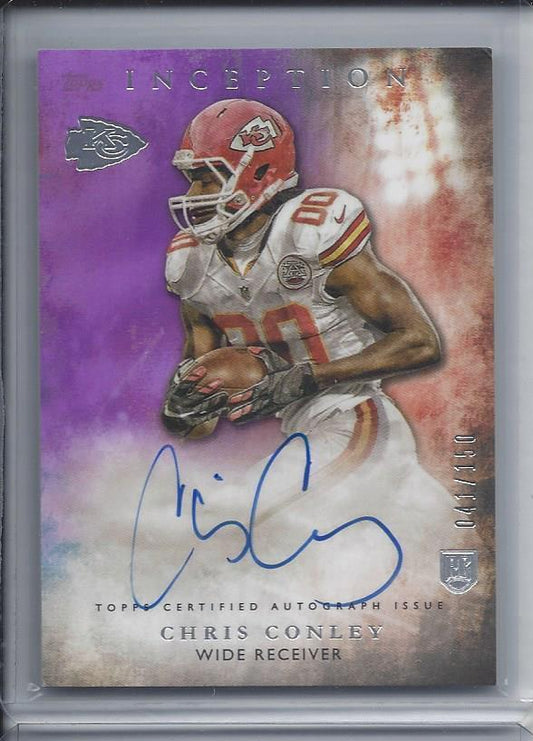 CHRIS CONLEY 2015 TOPPS INCEPTION PURPLE ON CARD CHIEFS ROOKIE AUTO RC #D 41/150