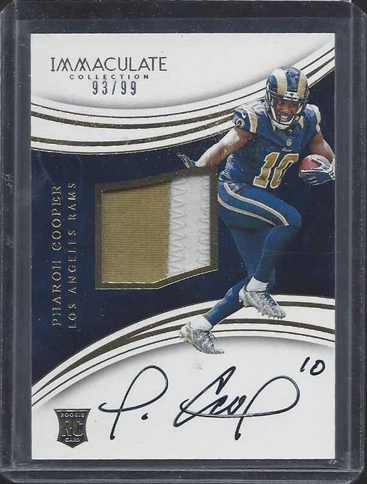 PHAROH COOPER 2016 IMMACULATE RPA 2 COLOR RAMS ROOKIE PATCH ON CARD AUTO RC /99