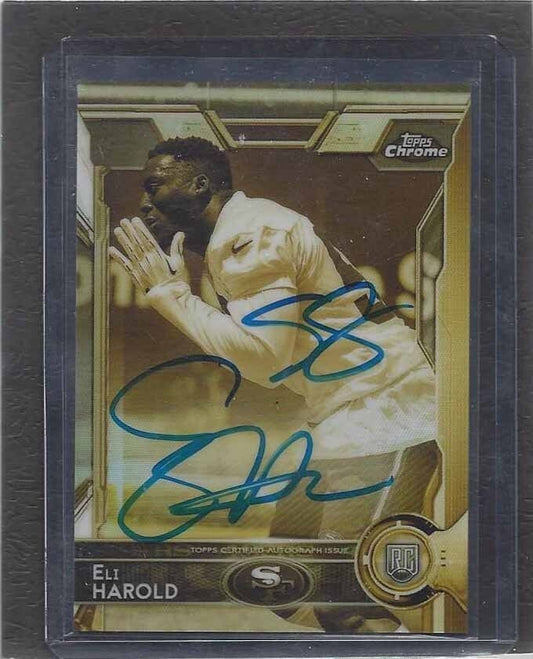 ELI HAROLD 2015 TOPPS CHROME GOLD SEPIA REFRACTOR ON CARD AUTO RC #D 110/150
