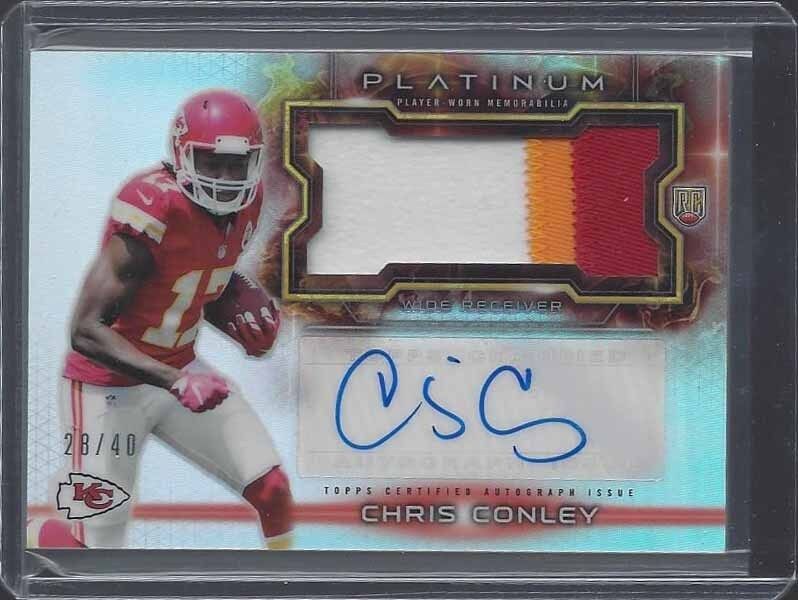 CHRIS CONLEY 2015 TOPPS PLATINUM RETAIL RPA REFRACTOR 3 COLOR PATCH AUTO RC /40