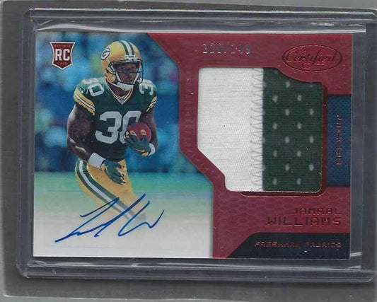 JAMAAL WILLIAMS 2017 CERTIFIED RED FRESHMAN FABRIC JUMBO PATCH AUTO RC #D /249