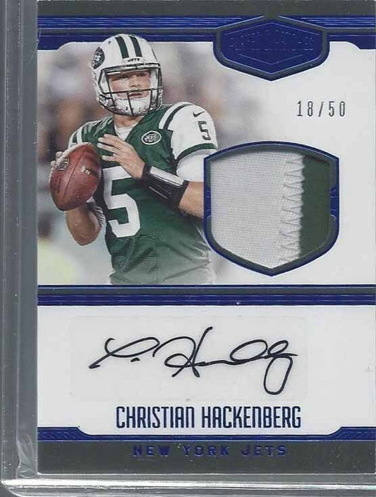 CHRISTIAN HACKENBERG 2016 PLATES & PATCHES BLUE RPA ROOKIE PATCH AUTO RC #D /50