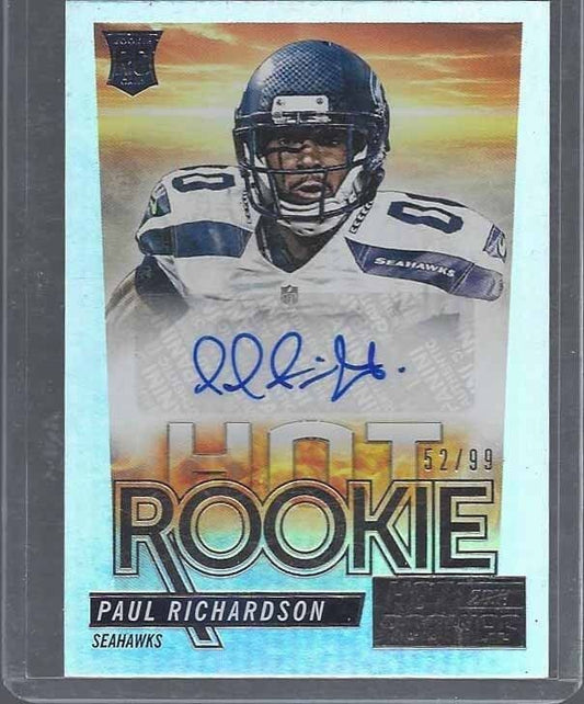 PAUL RICHARDSON 2014 HOT ROOKIES SEAHAWKS HOT ROOKIE AUTO RC #D 52/99