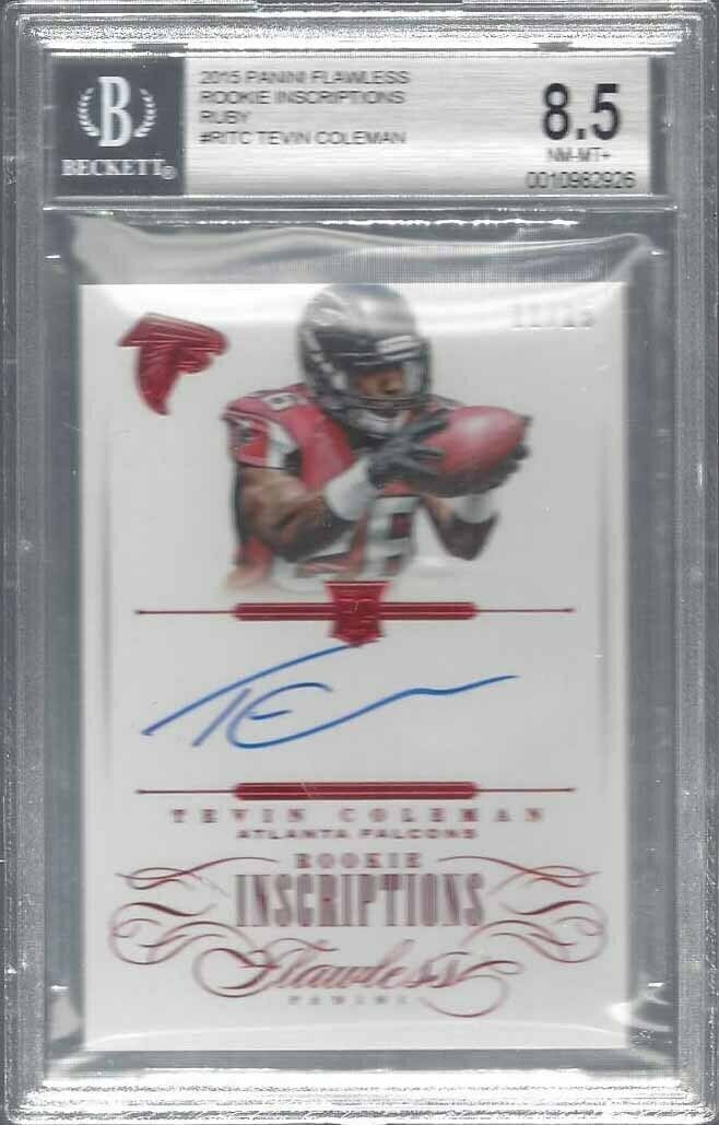 TEVIN COLEMAN 2015 FLAWLESS ROOKIE INSCRIPTIONS RUBY AUTO RC /15 BGS 8.5 POP 1/1