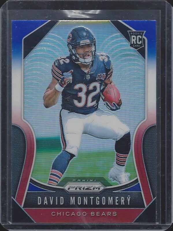DAVID MONTGOMERY 2019 PANINI PRIZM RED WHITE BLUE ROOKIE PRIZMS RC #327