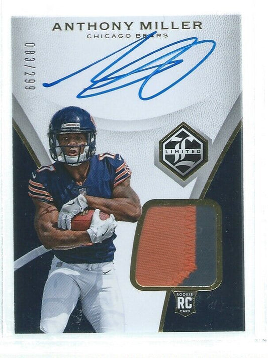 ANTHONY MILLER 2018 PANINI LIMITED 2 COLOR PATCH ON CARD AUTO RC #D 83/299