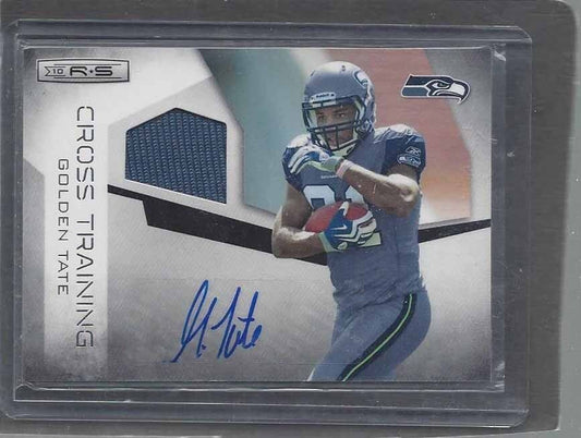 GOLDEN TATE 2010 ROOKIES & STARS CROSS TRAINING ROOKIE JERSEY AUTO RC #D 17/25