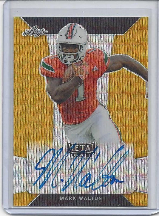 MARK WALTON 2018 LEAF METAL DRAFT GOLD WAVE ON CARD AUTO RC TRUE #D 1/1