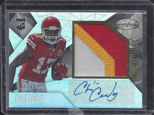 CHRIS CONLEY 2015 CERTIFIED FRESHMAN FABRIC 3 COLOR ROOKIE PATCH AUTO RC #D /399