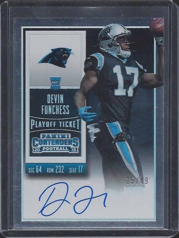 DEVIN FUNCHESS 2015 CONTENDERS PLAYOFF TICKET ON CARD ROOKIE AUTO RC #D 15/49