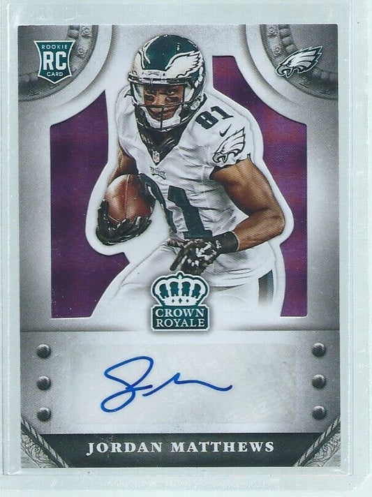 JORDAN MATTHEWS 2014 PANINI CROWN ROYALE AUTO PURPLE PLAID RC #D 10/10