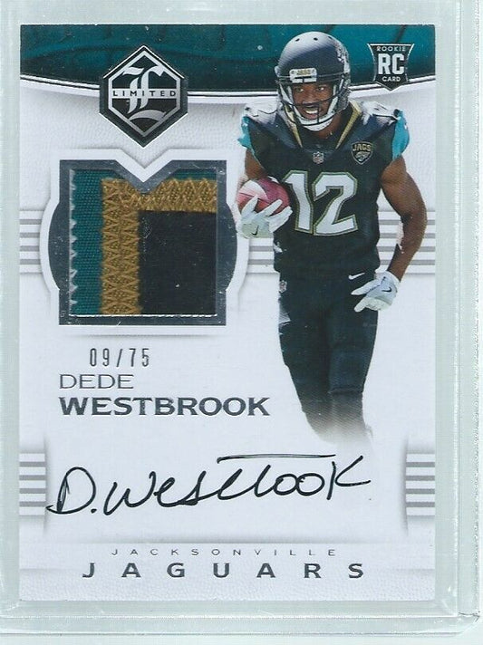 DEDE WESTBROOK 2017 PANINI LIMITED 4 COLOR PATCH ON CARD AUTO SILVER RC #D 9/75