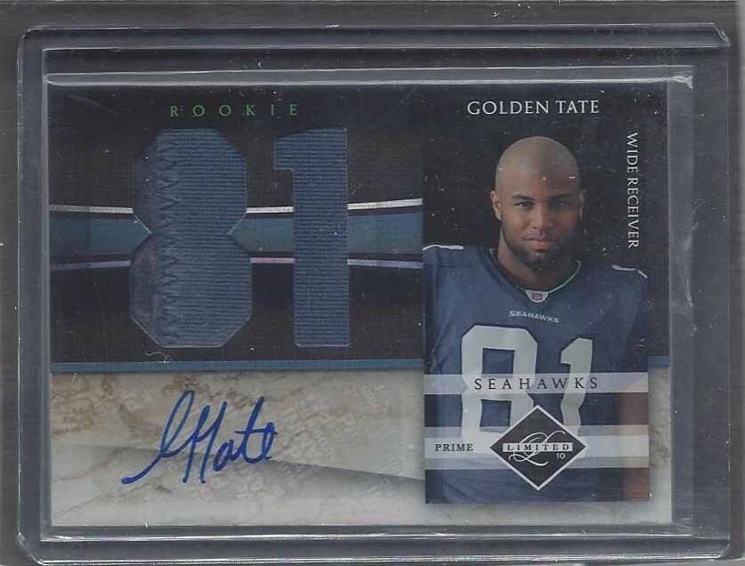 GOLDEN TATE 2010 LIMITED JUMBO JERSEY NUMBER ROOKIE PATCH AUTO RC #D 4/5