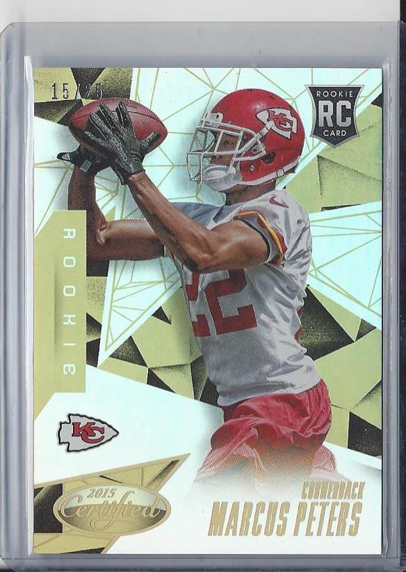 MARCUS PETERS 2015 CERTIFIED ROOKIE MIRROR GOLD PARALLEL ROOKIE RC #D 15/25