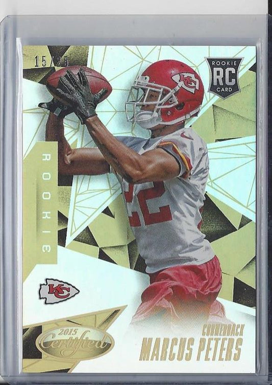 MARCUS PETERS 2015 CERTIFIED ROOKIE MIRROR GOLD PARALLEL ROOKIE RC #D 15/25