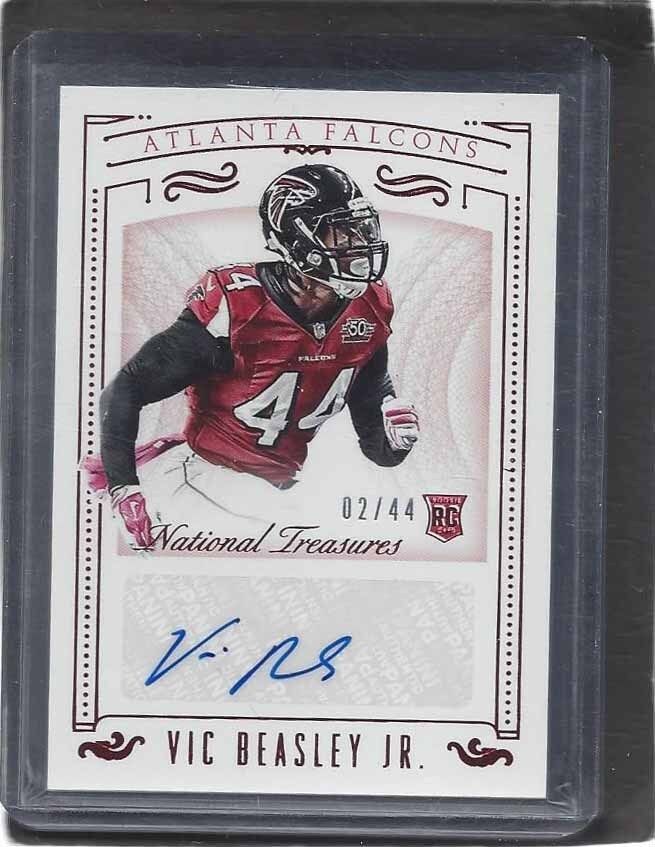 VIC BEASLEY 2015 NATIONAL TREASURES RED JERSEY NUMBER ROOKIE AUTO RC #D 2/44