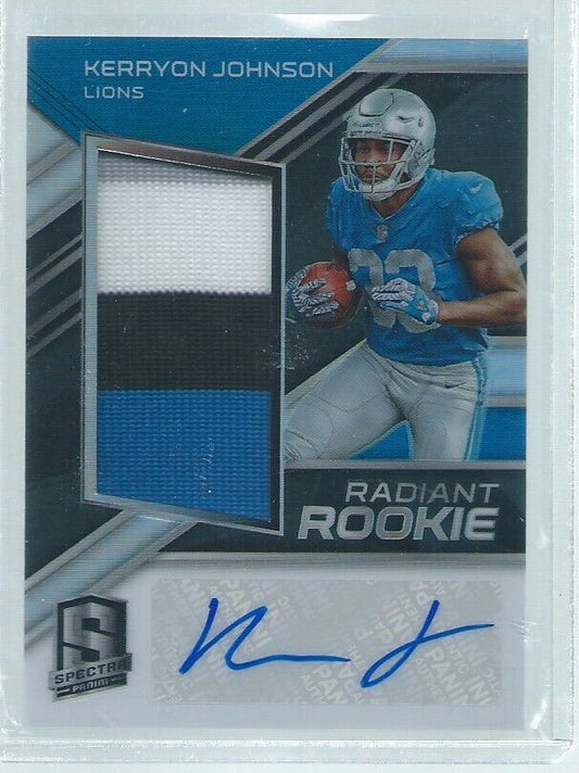 KERRYON JOHNSON 2018 PANINI SPECTRA RADIANT PRIZM JUMBO PATCH AUTO RC #D /199