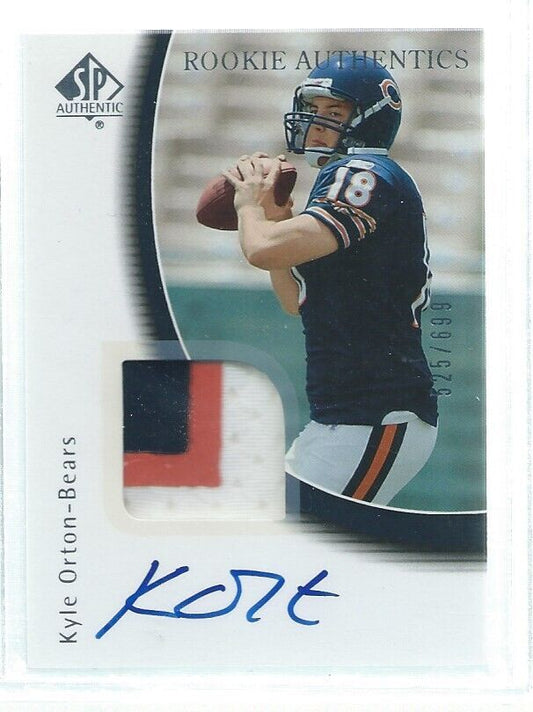 KYLE ORTON 2005 UD SP AUTHENTIC 3 COLOR PATCH ON CARD AUTO RC #D 525/699