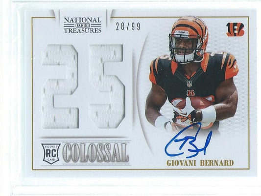 GIOVANI BERNARD 2016 NATIONAL TREASURES COLOSSAL JERSEY ON CARD AUTO RC #D /99