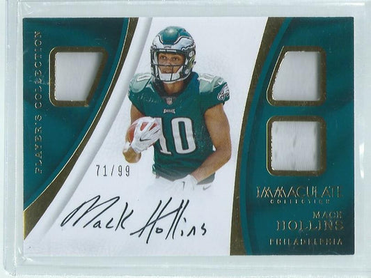 MACK HOLLINS 2017 PANINI IMMACULATE TRIPLE JERSEY ON CARD AUTO RC #D 71/99