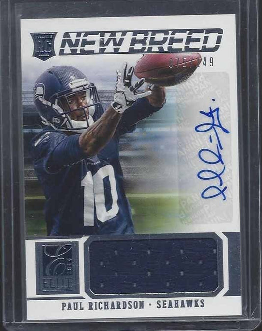 PAUL RICHARDSON 2014 ELITE NEW BREED SEAHAWKS ROOKIE JERSEY AUTO RC #D 75/149