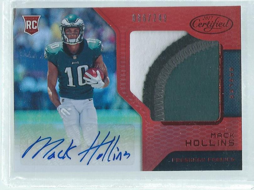 MACK HOLLINS 2017 PANINI CERTIFIED 4 COLOR PATCH AUTO RED RC #D /249