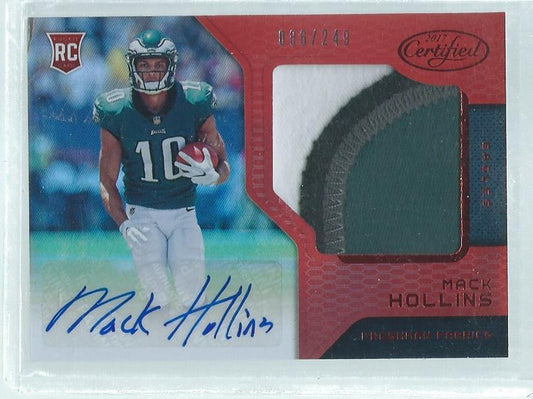 MACK HOLLINS 2017 PANINI CERTIFIED 4 COLOR PATCH AUTO RED RC #D /249