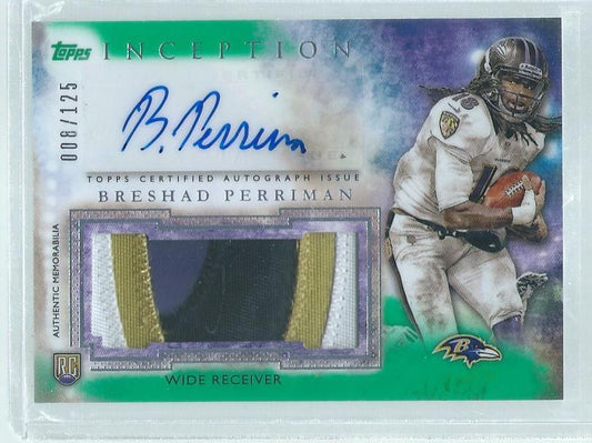 BRESHAD PERRIMAN 2015 TOPPS INCEPTION 4 COLOR PATCH AUTO GREEN RC #D 8/125