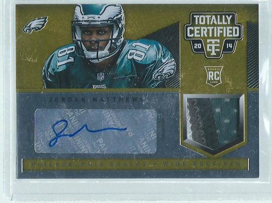 JORDAN MATTHEWS 2014 PANINI TOTALLY CETIFIED 4 COLOR PATCH AUTO GOLD RC #D 8/25