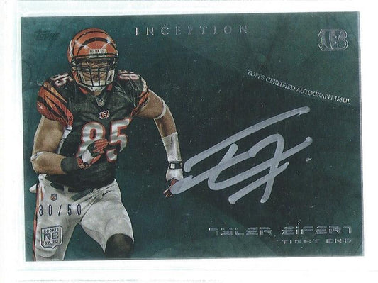 TYLER EIFERT 2013 TOPPS INCEPTION ON CARD AUTO SILVER SIGNINGS RC #D 30/50