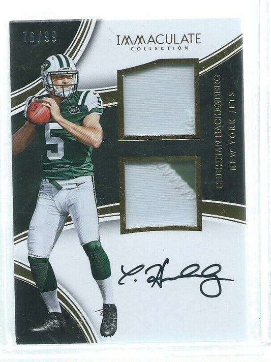 CHRISTIAN HACKENBERG 2016 IMMACULATE DUAL 2 COLOR PATCH ON CARD AUTO RC #D 76/99