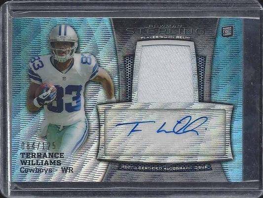 TERRANCE WILLIAMS 2013 BOWMAN STERLING BLUE WAVE REFRACTOR PATCH AUTO RC #D /125