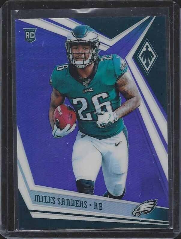 MILES SANDERS 2019 PANINI PHOENIX PURPLE PRIZM HOLO RC #D 18/149
