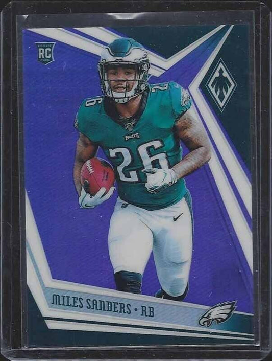 MILES SANDERS 2019 PANINI PHOENIX PURPLE PRIZM HOLO RC #D 18/149