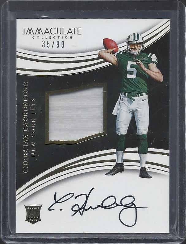 CHRISTIAN HACKENBERG 2016 IMMACULATE JETS RPA ROOKIE PATCH ON CARD AUTO RC /99