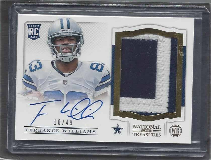 TERRANCE WILLIAMS 2013 NATIONAL TREASURES GOLD RPA ROOKIE PATCH AUTO RC #D 21/49