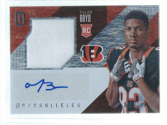 TYLER BOYD 2016 PANINI UNPARALLELED JERSEY AUTO RC #D /199