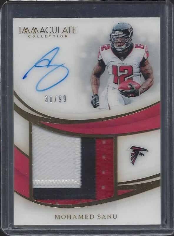 MOHAMED SANU 2019 IMMACULATE ACETATE PREMIUM JUMBO 3 COLOR PATCH AUTO #D 30/99
